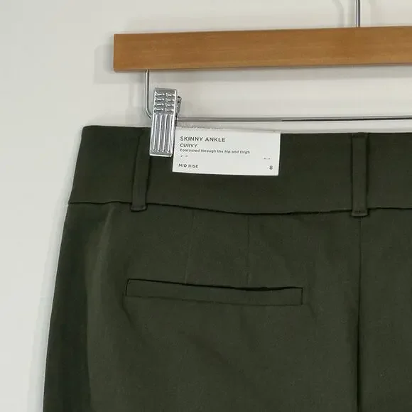 NWT LOFT Curvy Skinny Ankle Trousers Size 8 Forest Green Mid Rise - Picture 9 of 14